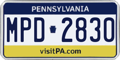 PA license plate MPD2830
