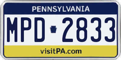 PA license plate MPD2833
