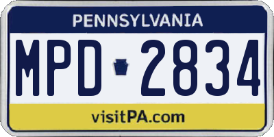 PA license plate MPD2834