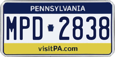 PA license plate MPD2838