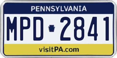 PA license plate MPD2841