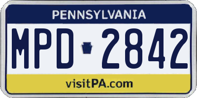 PA license plate MPD2842