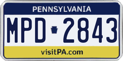 PA license plate MPD2843
