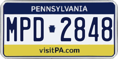 PA license plate MPD2848