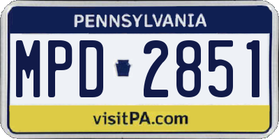 PA license plate MPD2851