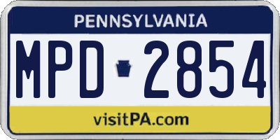 PA license plate MPD2854