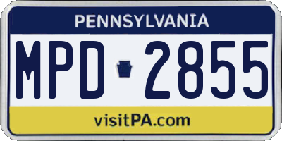 PA license plate MPD2855