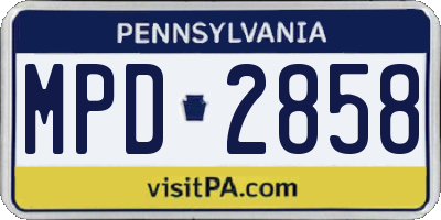 PA license plate MPD2858