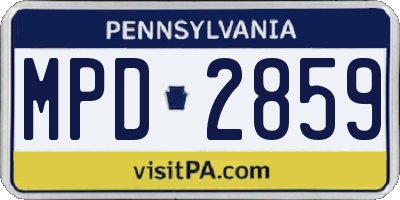 PA license plate MPD2859