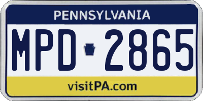 PA license plate MPD2865