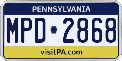 PA license plate MPD2868