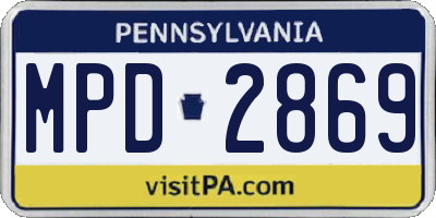 PA license plate MPD2869