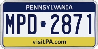 PA license plate MPD2871