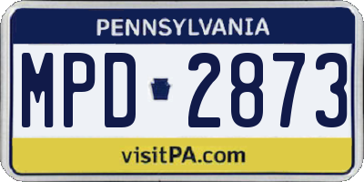 PA license plate MPD2873
