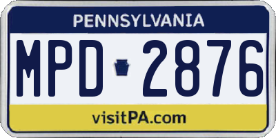 PA license plate MPD2876