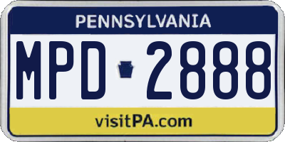 PA license plate MPD2888