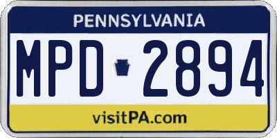 PA license plate MPD2894