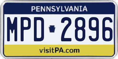 PA license plate MPD2896