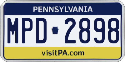 PA license plate MPD2898