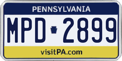 PA license plate MPD2899