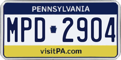 PA license plate MPD2904
