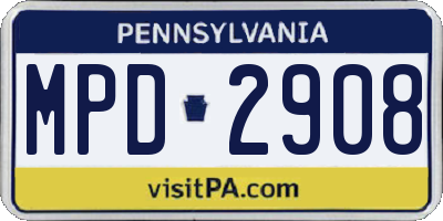 PA license plate MPD2908