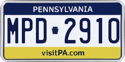 PA license plate MPD2910