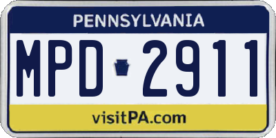 PA license plate MPD2911