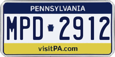 PA license plate MPD2912