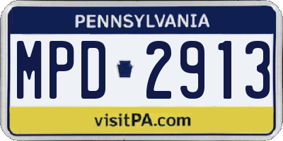 PA license plate MPD2913