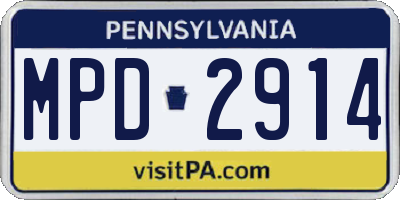 PA license plate MPD2914
