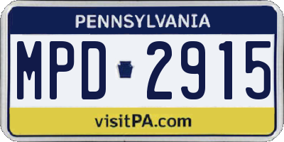 PA license plate MPD2915