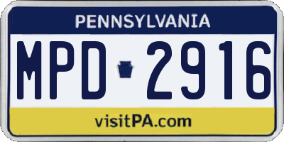 PA license plate MPD2916