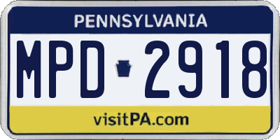 PA license plate MPD2918
