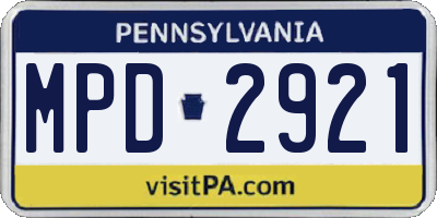 PA license plate MPD2921