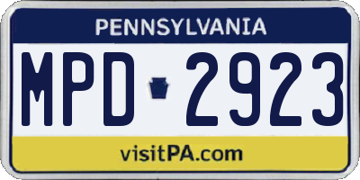 PA license plate MPD2923