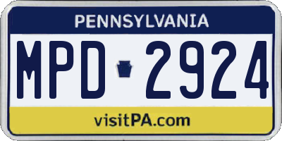PA license plate MPD2924