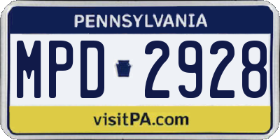 PA license plate MPD2928