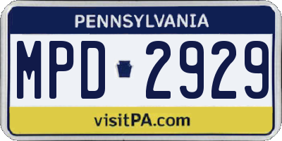 PA license plate MPD2929