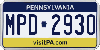PA license plate MPD2930