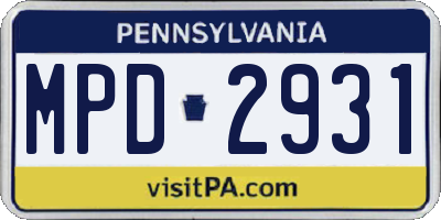 PA license plate MPD2931