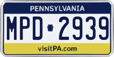 PA license plate MPD2939