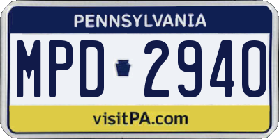 PA license plate MPD2940