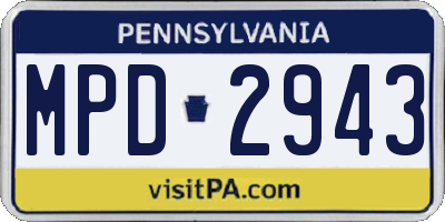 PA license plate MPD2943