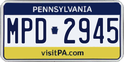PA license plate MPD2945