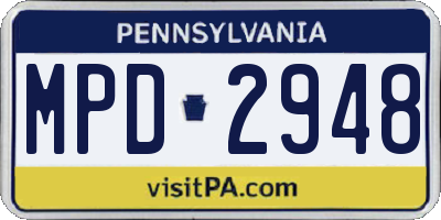 PA license plate MPD2948