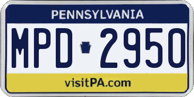 PA license plate MPD2950