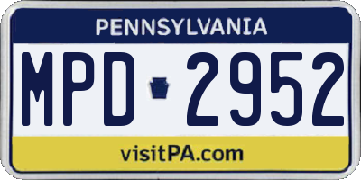 PA license plate MPD2952