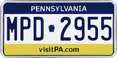 PA license plate MPD2955