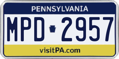 PA license plate MPD2957